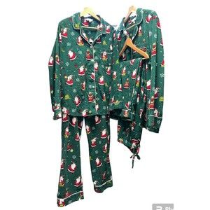 The Company Store Men's XMAS Pajamas Santa PJ 2 Sets Matching Size M Flannel